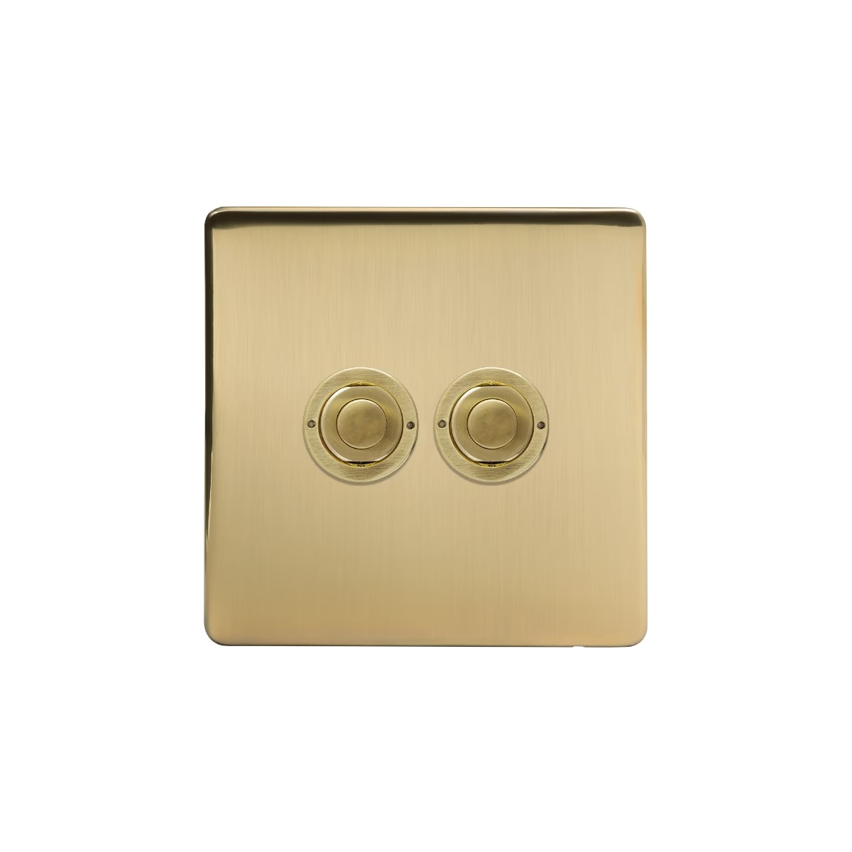 Brushed Brass 2 Gang 6A 2 Way Push Button Switch