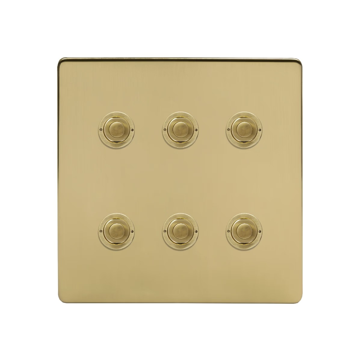 6xa Push Button Switch Brushed Brass 6 Gang 6A 2 Way Push Button Switch