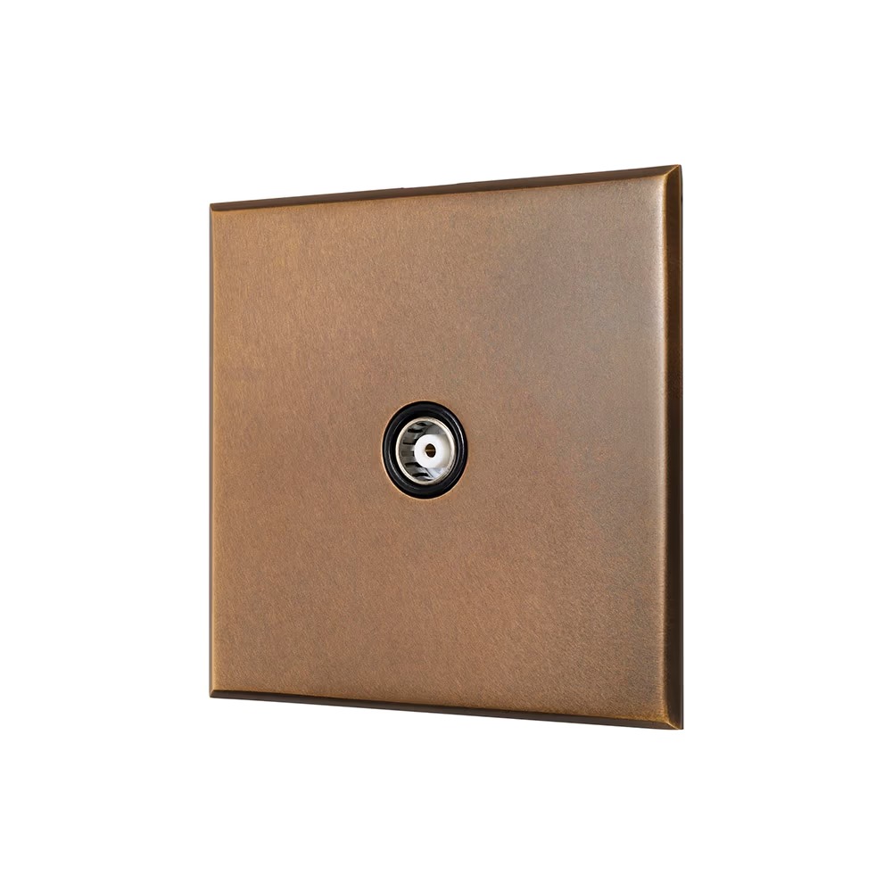 Tv Socket Insert Aged Brass 1 Gang Coaxial TV Aerial Socket with Black Insert - The ...