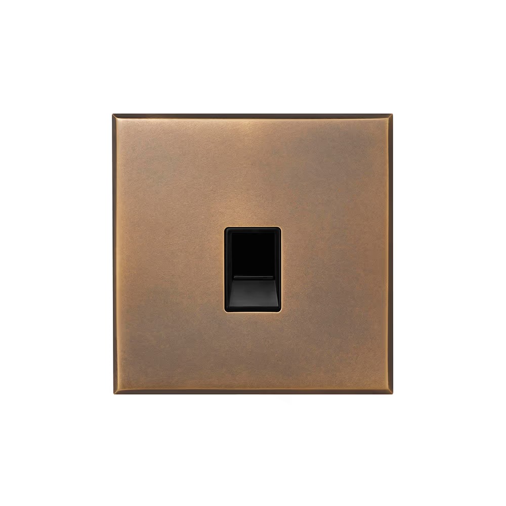 Aged Brass 1 Gang CAT5/CAT6 RJ45 Ethernet Data Socket with Black Insert ...