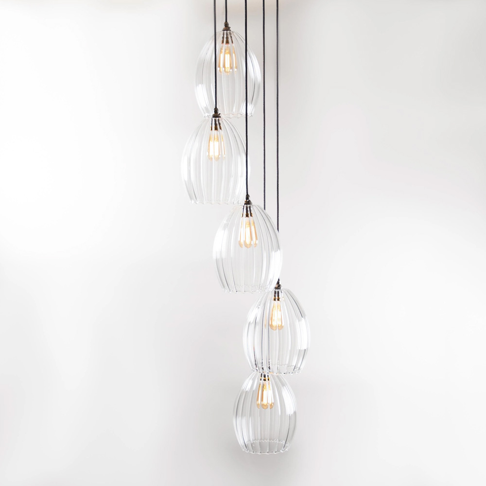 Jules Large 5 Clear Rib Cluster Light