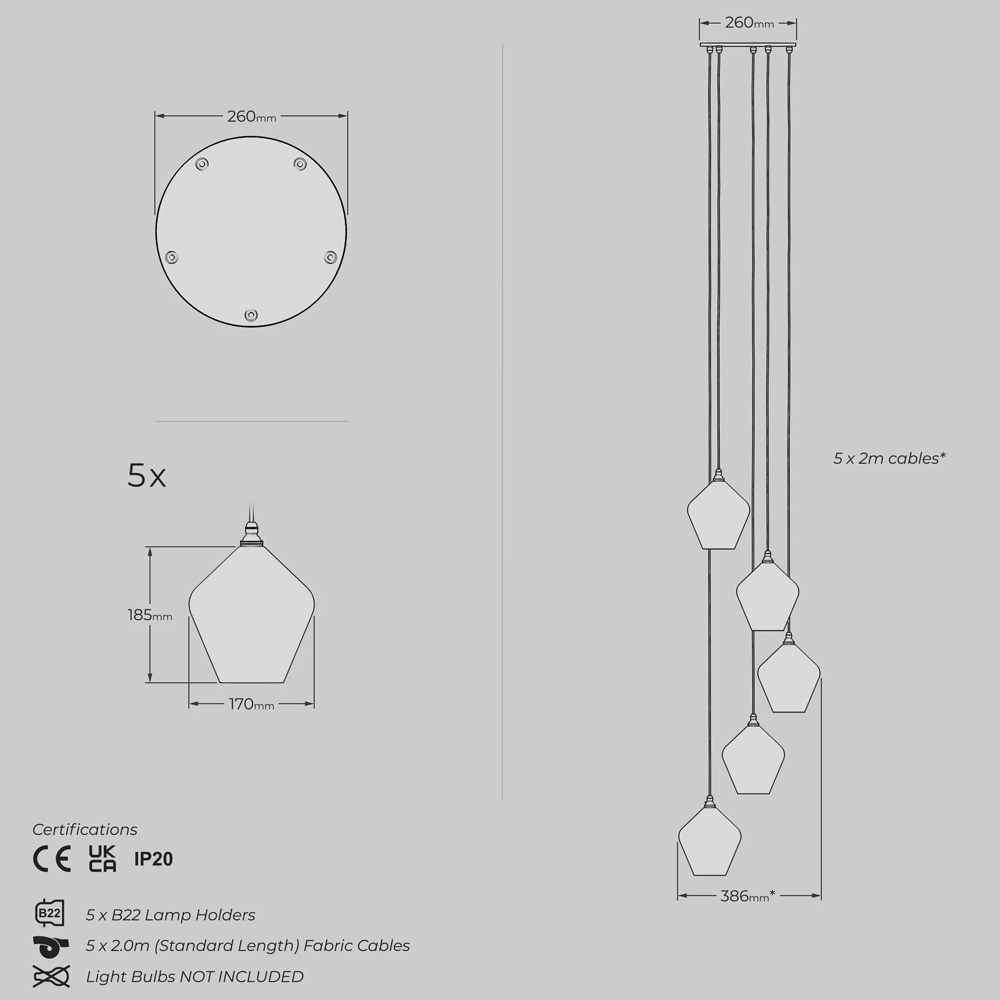Olive Standard 5 Clear Rib Cluster Light