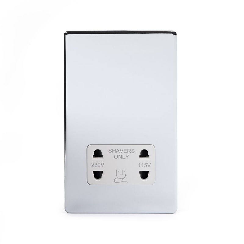 The Finsbury Collection Bright Chrome Luxury 1 Gang Shaver Socket with