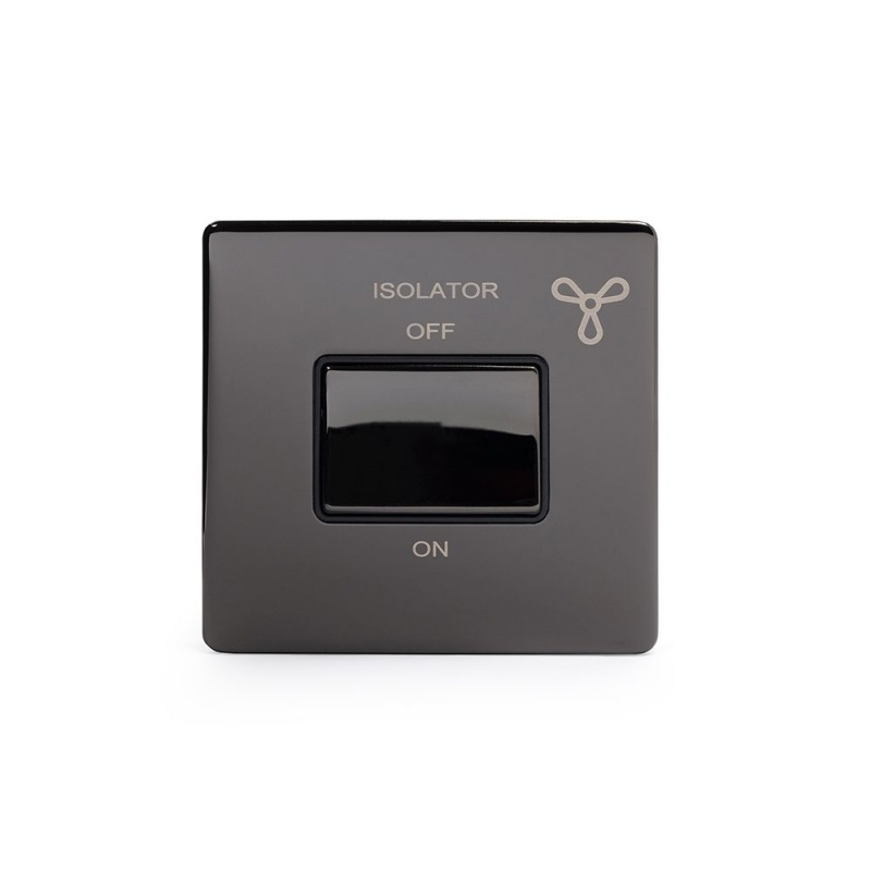 The Connaught Collection Black Nickel 3Pole Fan Isolator Switch with