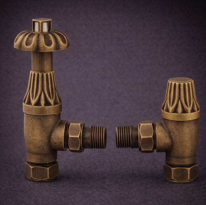 Winchester Antique Brass TRV Radiator Valves (Pair)