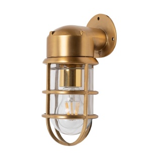 Kemp Lacquered Antique Brass IP65 Rated Outdoor & Bathroom Nautical Wall Light
