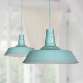 Large Argyll Industrial Pendant Light Duck Egg Blue