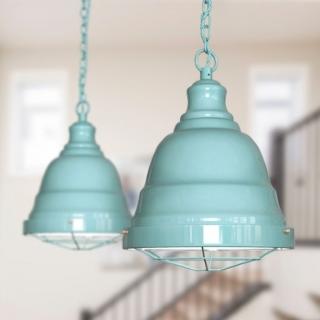 Ganton Vintage Cage Pendant Light Duck Egg Blue Turquoise