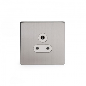 Brushed Chrome 5a Socket White Ins Unswitched Screwless - Satin Steel - Sockets & Switches