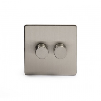 Brushed Chrome 2 Gang 2 Way Trailing Edge Dimmer