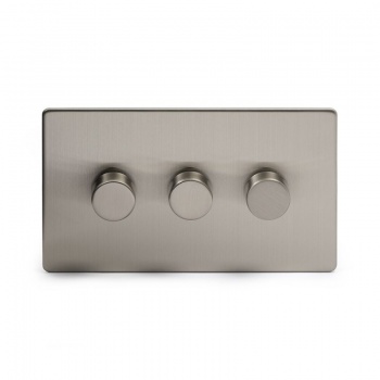 Brushed Chrome 3 Gang 2 Way Trailing Edge Dimmer