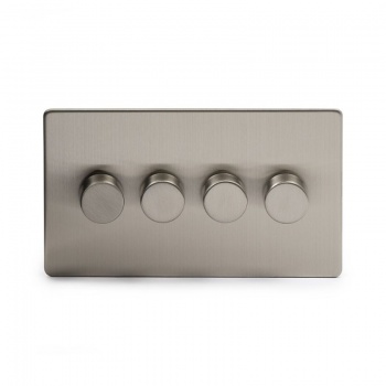 Brushed Chrome 4 Gang 2 Way Trailing Edge Dimmer