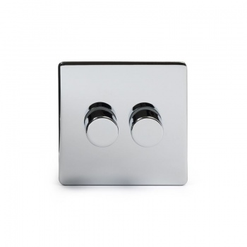 Polished Chrome Luxury 2 Gang 2 Way Trailing Edge Dimmer