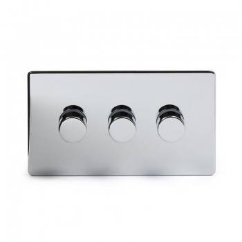 Polished Chrome Luxury 3 Gang 2 Way Trailing Edge Dimmer