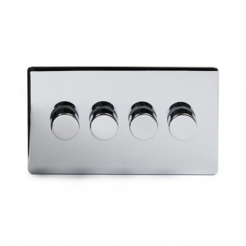 Polished Chrome Luxury 4 Gang 2 Way Trailing Edge Dimmer