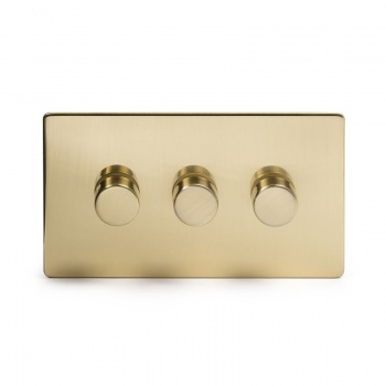 Brushed Brass Period 3 Gang 2 Way Trailing Edge Dimmer