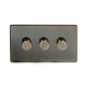 Aged Brass 3 Gang 2 Way Trailing Edge Dimmer