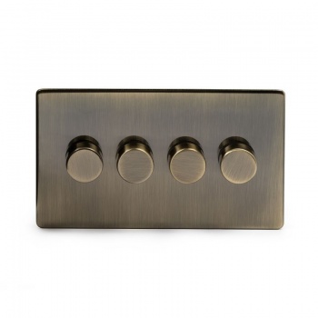 Aged Brass 4 Gang 2 Way Trailing Edge Dimmer