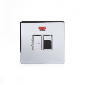 Polished Chrome Luxury 13A Double Pole Switched Fuse Connection Unit With Neon White Insert