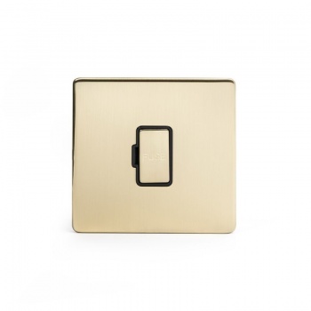 Brushed Brass Period 13A Double Pole Unswitched Fuse Connection Unit With Black Insert