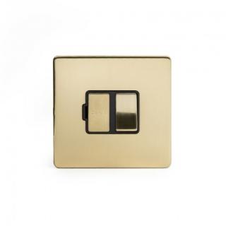 Brushed Brass Period 13A Double Pole Switched Fuse Connection Unit Black Insert