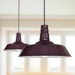 Argyll Industrial Pendant Light Mulberry Red Maroon