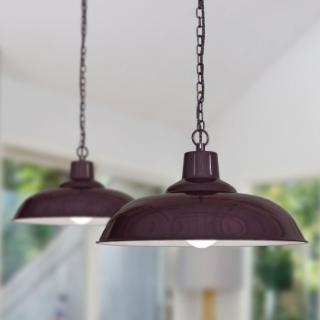 Portland Reclaimed Style Industrial Pendant Light Mulberry Red Maroon
