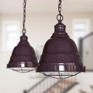 Ganton Vintage Cage Pendant Light Mulberry Red Maroon