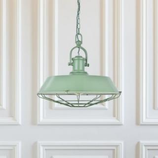 Brewer Cage Industrial Pendant Light Chalk Mint Green