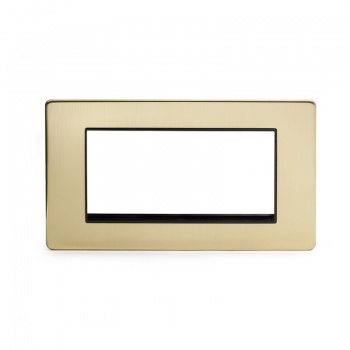 Brushed Brass Period Metal Double Data Plate 4 Modules