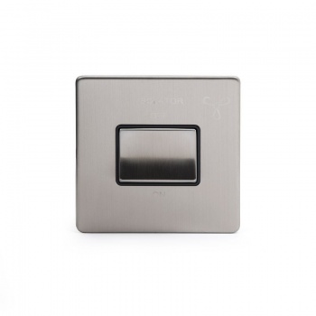 Brushed Chrome 3-Pole Fan Isolator Switch with Black Insert