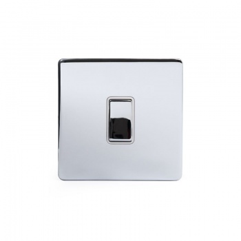 Polished Chrome Luxury 10A 1 Gang 2 Way Switch With White Insert