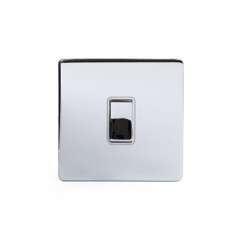 Polished Chrome Luxury 10A 1 Gang Intermediate Switch With White Insert