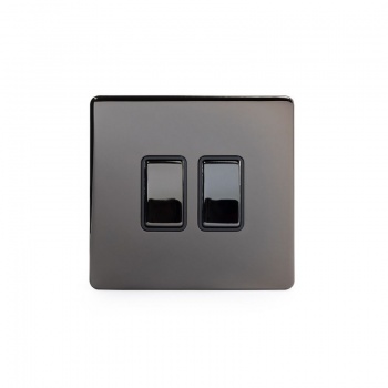 Black Nickel 10A 2 Gang 2 Way Switch with Black Insert