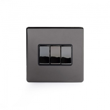 Black Nickel 10A 3 Gang 2 Way Switch with Black Insert