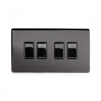 Black Nickel 10A 4 Gang 2 Way Switch with Black Insert