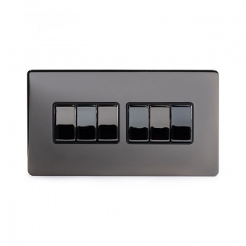 Black Nickel 10A 6 Gang 2 Way Switch with Black Insert