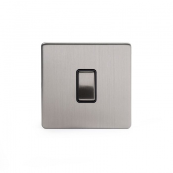 Brushed Chrome 10A 1 Gang 2 Way Switch with Black Insert