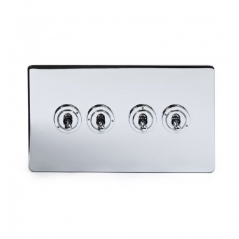 Polished Chrome Luxury 4 Gang 2 Way Dolly Switch