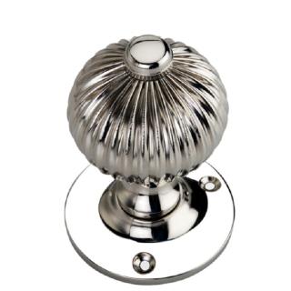 Reeded Period Door Knob - Polished Nickel