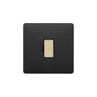 Fusion Matt Black & Brushed Brass 13A Unswitched Fused Connection Unit (FCU) Black Insert Screwless