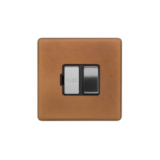Fusion Antique Copper & Brushed Chrome 13A Switched Fused Connection Unit (FCU) Black Insert Screwless