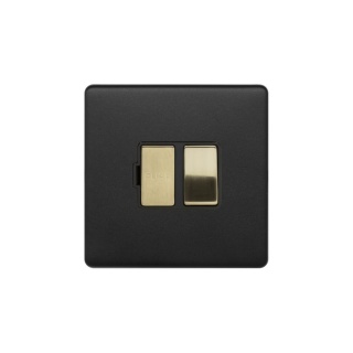 Fusion Matt Black & Brushed Brass 13A Switched Fused Connection Unit (FCU) Black Insert Screwless