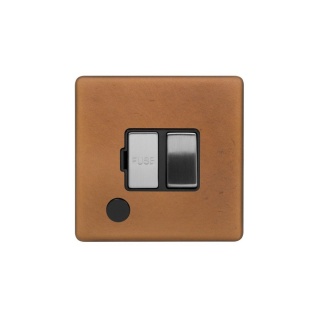 Fusion Antique Copper & Brushed Chrome 13A Switched Fuse Flex Outlet Black Insert Screwless