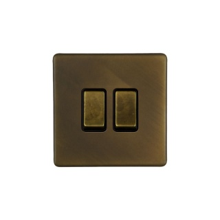 Vintage Brass 2 Gang Retractive Switch
