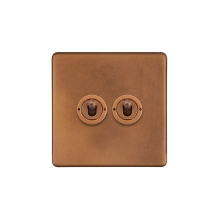 Antique Copper 2 Gang Intermediate Toggle Switch