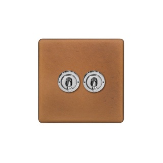 Fusion Antique Copper & Brushed Chrome 2 Gang Toggle (1x20A 2 Way Switch, 1xIntermediate)