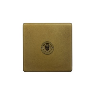 Old Brass 1 Gang Retractive Toggle Switch