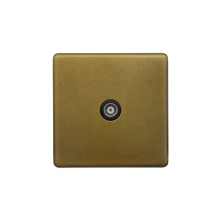 Old Brass 1 Gang Co Axial TV Aerial and Satelite Socket