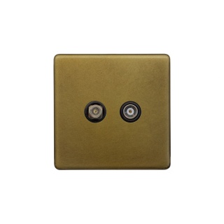Old Brass TV And Satellite Socket